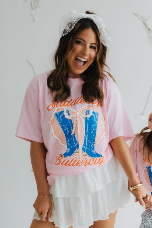 Saddle Up Buttercup Light Pink Graphic Tee Krista Horton X Pink Lily